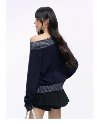 [NS76] letter shoulder sweater