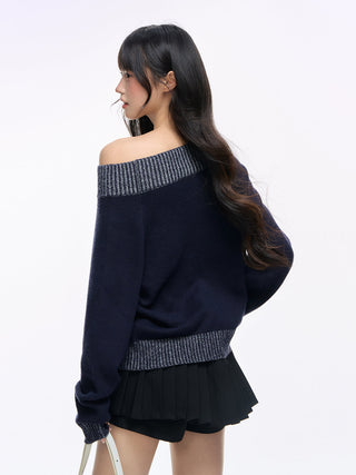 [NS76] letter shoulder sweater