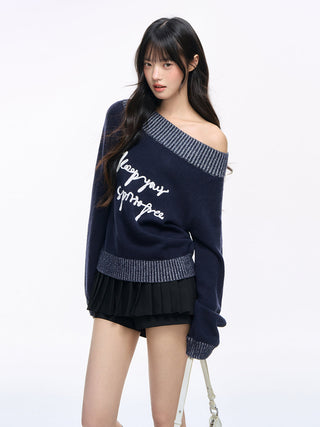 [NS76] letter shoulder sweater