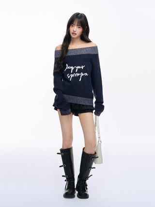 [NS76] letter shoulder sweater