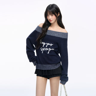 [NS76] letter shoulder sweater
