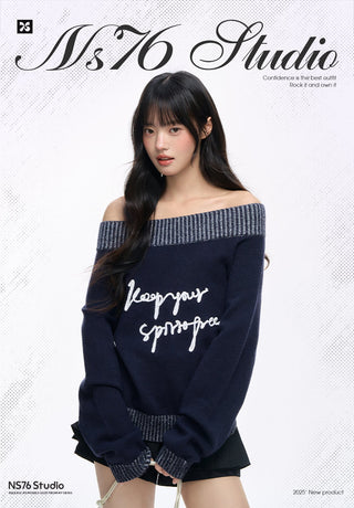 [NS76] letter shoulder sweater