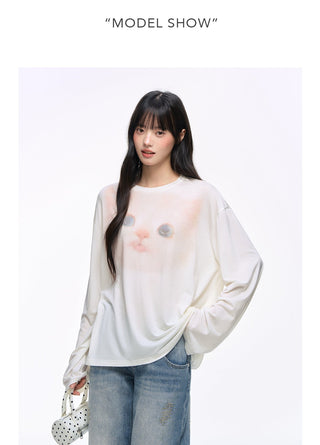 [NS76] kitty print blouse