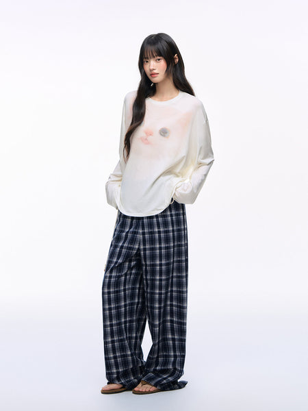 [NS76] kitty print blouse