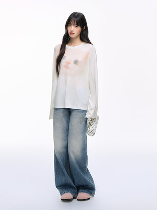 [NS76] kitty print blouse