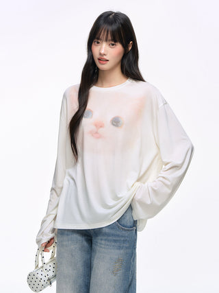[NS76] kitty print blouse