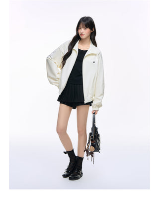 [NS76] lapels zipper coat