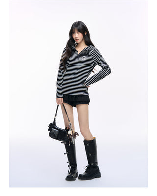 [NS76] striped hooded tee