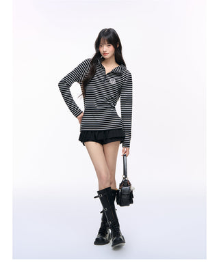 [NS76] striped hooded tee