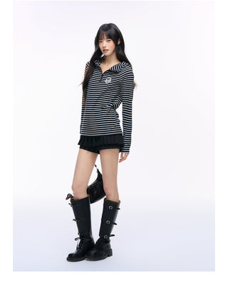 [NS76] striped hooded tee