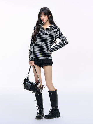 [NS76] striped hooded tee