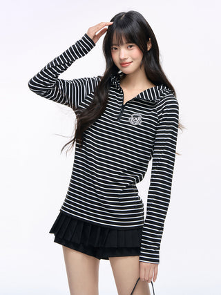 [NS76] striped hooded tee
