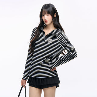 [NS76] striped hooded tee