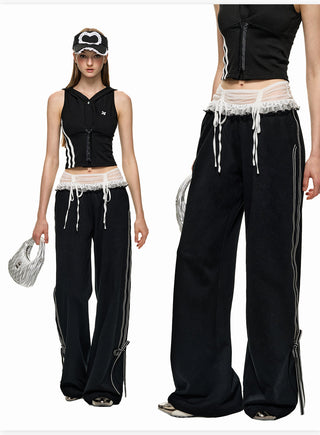 [NS76] lace straight pants