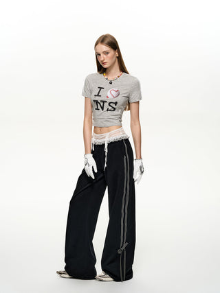 [NS76] lace straight pants