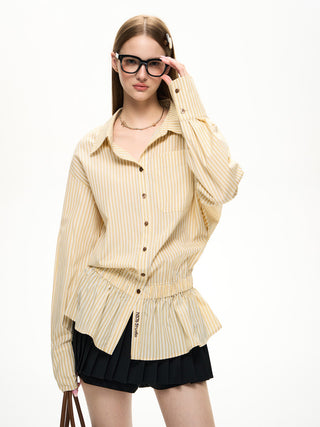 [NS76] striped mid-length shirt