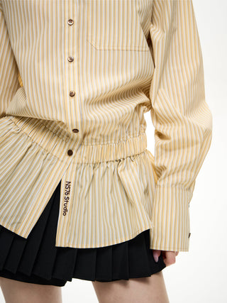[NS76] striped mid-length shirt