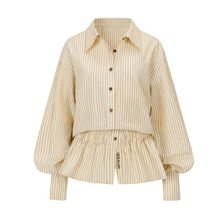 [NS76] striped mid-length shirt