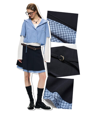 [NS76] plaid midi skirt