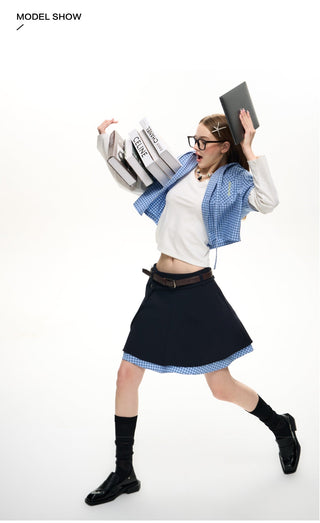 [NS76] plaid midi skirt