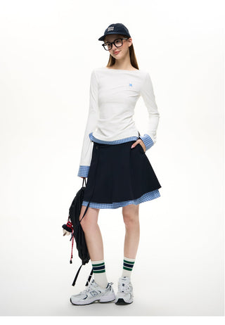 [NS76] plaid midi skirt