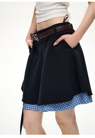 [NS76] plaid midi skirt