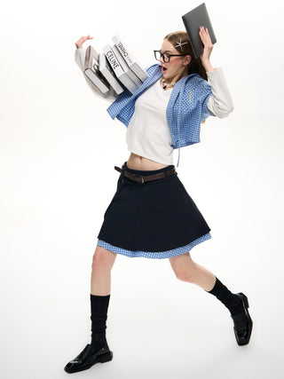 [NS76] plaid midi skirt