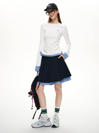 [NS76] plaid midi skirt