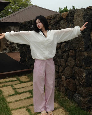 Cool summer elastic waist pants