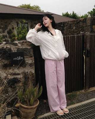 Cool summer elastic waist pants