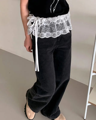 Petite lace layered wrap skirt