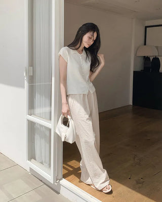 Cool summer elastic waist pants