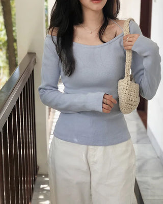 2-Way Tie Halter Neck Slim Knit