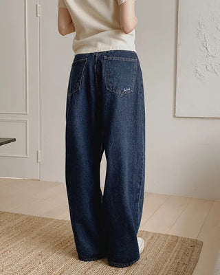 Real wide-leg denim pants