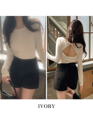 Back Point Slit Slim T-Shirt