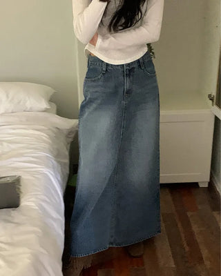 Denim long skirt