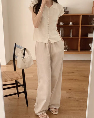 Cool summer elastic waist pants