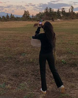 Warm fleece-lined semi-bootcut slacks