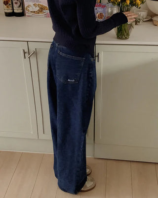Real wide-leg denim pants