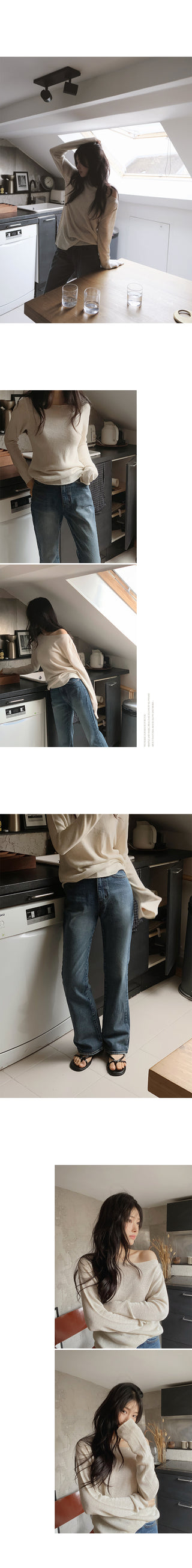 One-shoulder boat neck knit - 4 colors