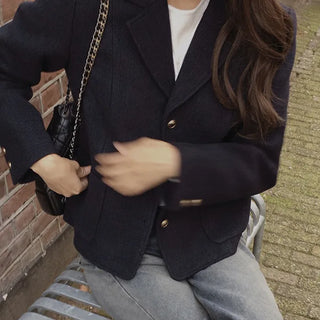 Gold button tweed jacket