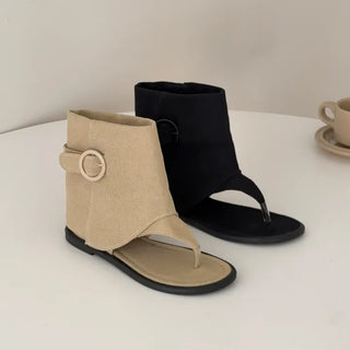 Buckle Layered Flip-flop Boots