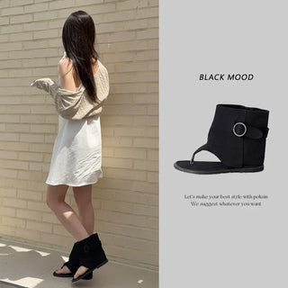 Buckle Layered Flip-flop Boots