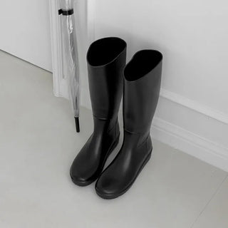 Round Block Platform Long Rain Boots