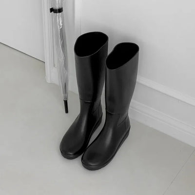 Round Block Platform Long Rain Boots