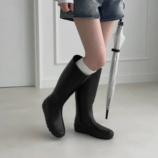 Round Block Platform Long Rain Boots