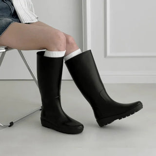 Round Block Platform Long Rain Boots