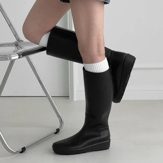 Round Block Platform Long Rain Boots