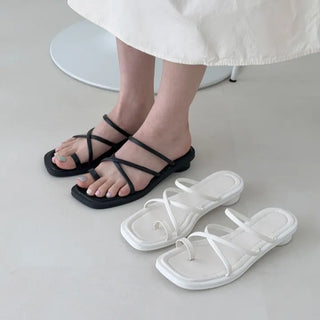 Square Strap Flip-flops Platform Sandals Mule Slippers