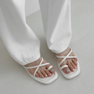 Square Strap Flip-flops Platform Sandals Mule Slippers